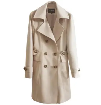 Výkop dámske kabáty 2020 jar jeseň fashion dvojité breasted slim zákopy srsti ženskej módy long-sleeve vrchné oblečenie plus veľkosť