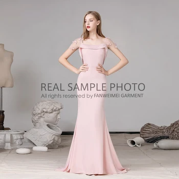 Ružová Mäkké Satin Večerné Šaty s Lištovanie Kvet Ženy Časť Večerné Šaty výrobnú Cenu Real Foto