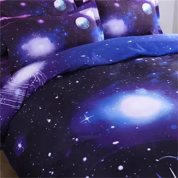 EsyDream 3/4pc Twin Veľkosť Lumbálna Galaxy 3D posteľná bielizeň Nastavenie Vesmíru, vesmír Tematické Galaxy Tlač Bedlinen Perinu pre Deti
