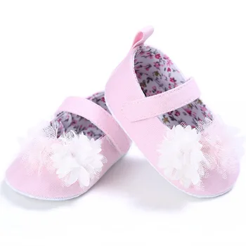 Detská obuv batoľa dievča princezná novorodenca bavlna čipky kvet mäkký spodnej časti topánky