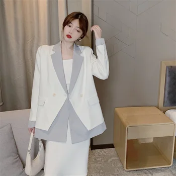 Jeseň Vintage Módy Office OL Hit Farby, Sako + bez Rukávov Jednoduché Bodycon Plášť Šaty dámske Oblečenie Vyhovovali 2020 Kórea
