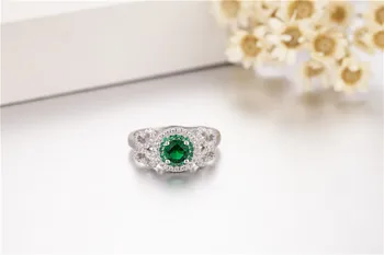 Skutočný Pevný 925 Sterling Silver Ring pre Ženy prirodzený zelený drahokam Zásnubné Prstene prst Šperky darček veľkosti 5-10