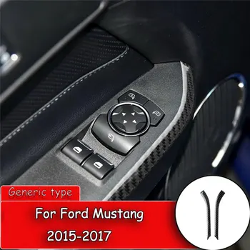 2 ks Auto stying Uhlíkových Vlákien Interiér Predné dvere Okna ovládací panel Strane Dekor Rám Nálepka Pre Ford Mustang-2019