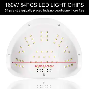 160W UV Led Lampa 54pcs Prenosné na Nechty, UV LED Svetlo, Dve Ruky, Nechty Gel Liečivé Svetlo, Nechty Vlasy Svetlo s 4 Časovač