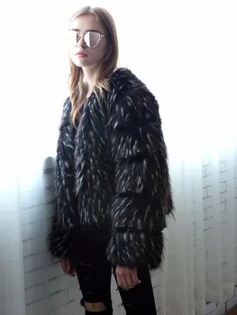 Skutočné fotografie umelú kožušinu kabát Módne dámske zimné zohriať nad kabát vysokej kvality faux fox kožušiny bunda
