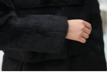 2019 Nové Žien Celé Kože Originálne Reálne Králik Kožušinový Kabát Prúžok Line Prírodné Kožušiny Kabát Mandarin Golier Veľkoobchod wsr351