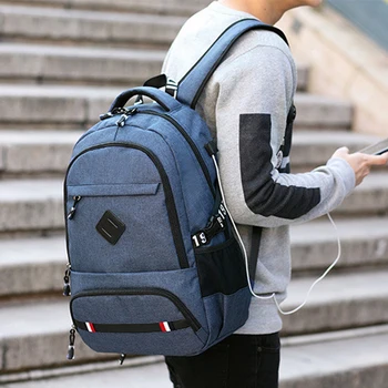 Muži nylon multifunkčný batoh USB nabíjanie 15.6 palce notebook tašky batohy teenager, voľný čas travel bag anti thief sac mochila
