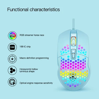Makro Definícia Program USB Káblové pripojenie Hernej Myši RGB Hráč Mouses Honeycomb Duté Ergonomický Dizajn pre Desktop, Notebook