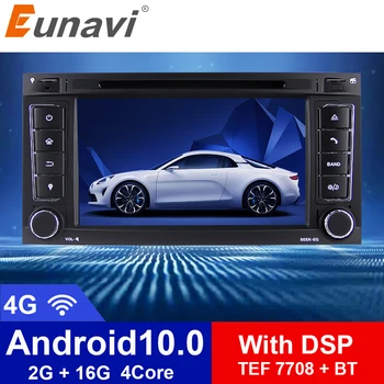 Eunavi 2 Din Auto Multimediálny prehrávač Android 10 Rádio GPS Auto Pre Volkswagen VW Touareg Transporter T5 2004-2011 Audio DSP 4G RDS