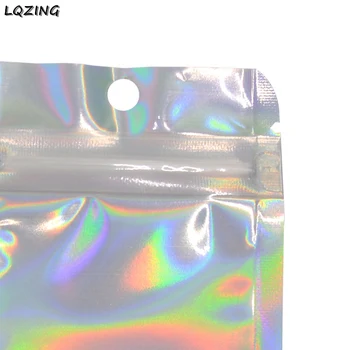 30Pc 6x15cm Dlho Holografické Zip Lock Taška Priehľadné Laser Hliníkovej Fólie Ploché Ziplock Plastové Tašky, Tašky na Šperky Kozmetické