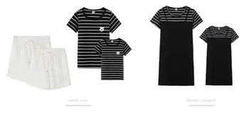 Pruhované tričko, Krátke Nohavice Rodiny Oblečenie 2020 Lete Matka, Dcéra Šaty Rodiny Zodpovedajúce Oblečenie Otec, Syn Oblečenie Set