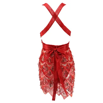 2019 Lete Nové Lemovaný Sequin Sexy Bodycon Šaty Späť Kríž Duté Z priesvitných Šatách Hlboké V-neck Červené, Modré, Čierne Šaty