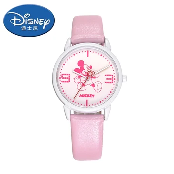 Disney Deti Sledujte Fashion Pohode Roztomilý náramkové hodinky Quartz ženy Vodotesné hodinky Mickey Mouse Pre Deti Kožené hodiny