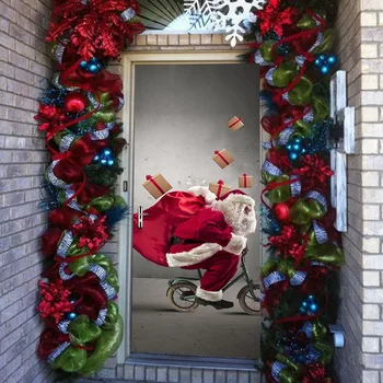Vianočné Funlife3D dvere samolepky pre Santa Claus tvorivé tapety
