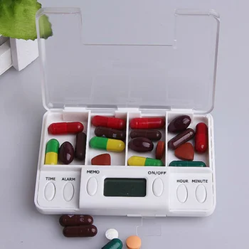 4 Mriežky Pilulku Poli Medicíny Úložný Box Elektronické Načasovanie Pripomienka Medicíny Boxy Budík Časovač Tabletky Organizátor Pilulku Drog Kontajner