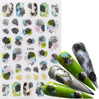 WUF 1 ks Farebné Marple List/Levandule 3D na Nechty, Nálepky, Kvetinový Vzor, Nail Art Prenos Nálepky DIY Nechtov Decoraion