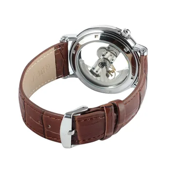 FORSINING Mužov je Nový Unikátny Dizajn, Luxusný Automatický Pohyb Populárny Štýl Originálnym Koženým Remienkom Kostra Náramkové hodinky FSG9418M3