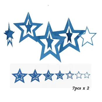 12pcs Modrá Papierové Dekorácie Nastaviť Visí Star Ozdoby Garland Papier Fanúšikov Rozetu chlapčeka Sprcha Narodeninovej Party Dodávky