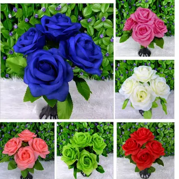 Móda Hlavy Otvorené Ruže Vintage Rose Posy Kytice Banda Hodváb Umelé Kvety Decor