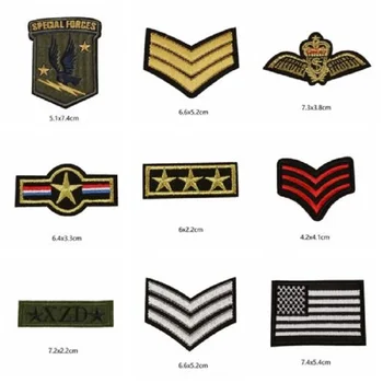 Vyšívané Sargent Chevron Patch Vojenské Vojak Rank Insígnie Odznak Nášivka Pruhy Hviezdy Odznak Opráv Jean Bunda