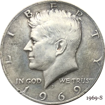 Spojené Štáty Americké 1969 S Liberty 1/2 Kennedy NÁS Pol Dolára V Boha veríme, E PLURIBUS Cupronickel Strieborné Pozlátené Kópiu Mince