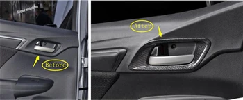 Lapetus Vnútorné Dvere Potiahnite Rukoväť Miska Kryt Výbava vhodné Pre Honda FIT JAZZ - 2019 Matný / Carbon Fiber ABS Doplnky Interiéru