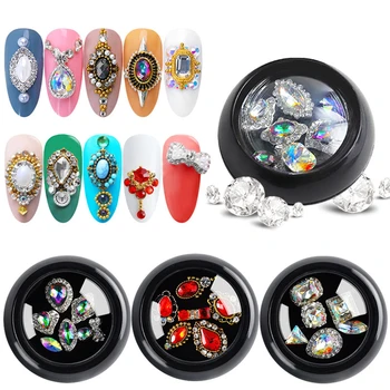 6 ks/box Zmiešané Kúzlo Zliatiny Kamienkami 3D Nail Art Dekorácie Crystal Pearl Diamanty, Šperky Dizajn, Manikúra DIY Ozdoby