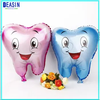 1pcs zubné darček zuby tvar balón Veľký zub Creative móde cartoon bábika hliníkové membrány zubné učebné pomôcky