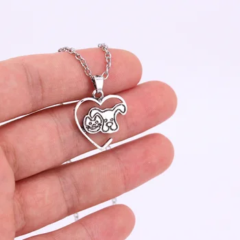 Hzew srdce roztomilé Mačka a pes prívesok náhrdelník darček náhrdelník pre deti