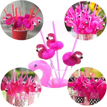 ZLJQ 50pcs/veľa Flamingo Slamy 3D Ružové Plameniaky Papiera, Plastov Slamky na Pitie Svadby, Narodeniny, Party Dekor Havajské Pool Party