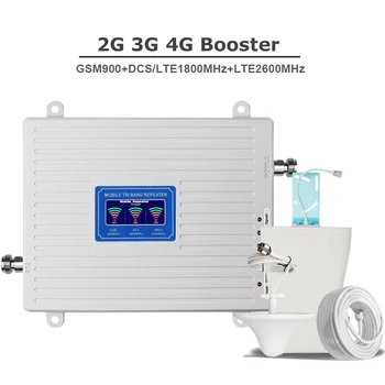 Gsm signálu zosilňovač, booster 4g 900 1800 a 2600 GSM, DCS LTE siete 2G, 3G, 4G Tri-Band Opakovač signálu Celulárnej siete GSM Mobilný Signál Booster