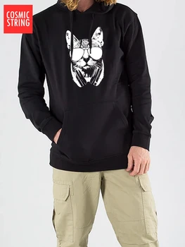 KOZMICKÉ STRING bavlna streetwear DJ mačka tlače unisex hoodies bežné cool veľký veľkosť mužov hoodies voľné jeseň nadrozmerné hoodies topy