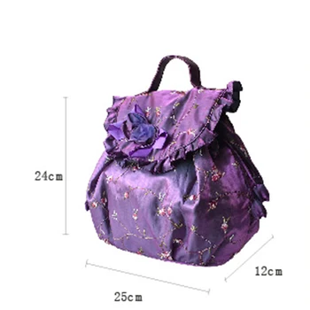 LILY KRÁĽOVNÁ Originálne výšivky taška čerpať reťazec kvety ruched polyester soft veľkú kapacitu batoh