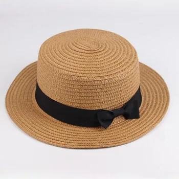 [SUOGRY] Veľkoobchod Slnko Slamený Klobúk slamený klobúk, Klobúk Žien Luk Letné Čiapky Pre Ženy Pláži Byt Panama Slamený klobúk Chapeau Femme