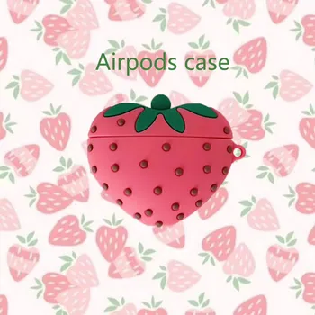 Pre AirPods Prípade Roztomilý Kreslený Jahoda Candy Pink dievčatá Slúchadlá puzdro Pre Apple Airpods 2 Chrániť Kryt s Prst Prsteň Popruh