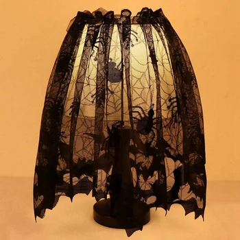 20 X 60 Palec Halloween Tienidlo Lampy Lampshades Kryt Vňaťou Šatku Pavučina Čiernej Čipky Stuhou Dekorácie