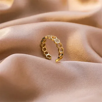Kórejský Tvorivé Duté Geometrické Otvoriť Krúžok Luxusné Zirkón Nastaviteľné Prstene pre Ženy, Svadobné Šperky, Zásnubné Darček