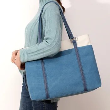 AUAU-Taška cez Rameno Plátno Tote Bag Bežné Dámy Trend Textílie Farbou Žien Taška Wild Plátno Ženy Taška