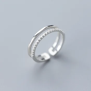 Romantický Dvojitý Kruh, Krúžok pre Ženy, Svadobné Zapojenie Zirkón Vykladané 925 Sterling Silver Prst Krúžky Jednoduché Strany Šperky