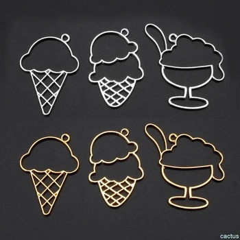 30Pcs Najrôznejších Ice Cream Kužele Kovový Rám Šperky UV Živice Charm Nastavenie Rámu