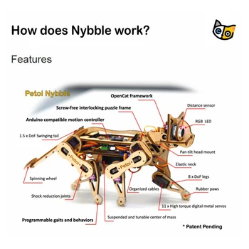 DIY Petoi Nybble Nejroztomilejší Open Source Robotické Mačiatko Kmeňových Bionic Quadruped Open Source Kmeňových Prispôsobiteľné Hračka Sada