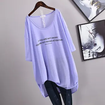2020 Lete Priedušný Oka opaľovací Krém Krátky Rukáv Ženy T-shirt kórejský Viskózových Vlákien Voľné tvaru Tlačené T-shirt Plus Veľkosť