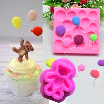 2 KS DIY Balón Medveď Tortu Hranice Narodeniny Fondant Čokoláda Mydlo Silikónové Formy Candy Jello Cake Zdobenie Nástroj