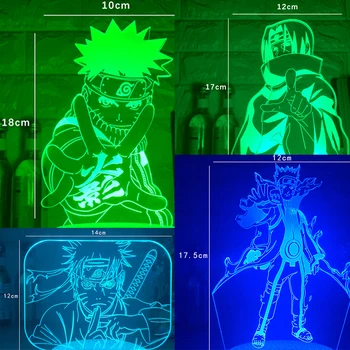 Najnovšie Anime Obrázok Uzumaki Naruto s Dýkou 3D LED Nočné Osvetlenie RGB 7 Farieb Biela Base Stolná Lampa Domova Narodeniny lampy
