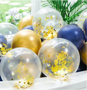 18pcs Atramentom Modrej Série Latexový Balón stanoviť Jasné Hviezdy Zlaté Kovové Balóny Svadobné Dekorácie Baby Sprcha Narodeninovej Party Dodávky