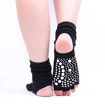 Ženy Toeless Heelless Joga Pilates Ponožky Dámy Telocvični Fitness Sport Non Slip Grip Ponožka Prst Oddelené Balet Tanec Taekwondo Ponožky