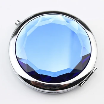Prenosné Roztomilý Crystal Kov Vreckové Zrkadlo Make-Up Násobne Kolo Crystal Kompaktný Zrkadlo Osobné Svadobné Dary