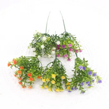 Živé Roztomilý umelé Miraflor kvet, zelené rastliny, kvet hodvábnej 6 pobočky/kytice bez váza mini trávy domáce dekorácie