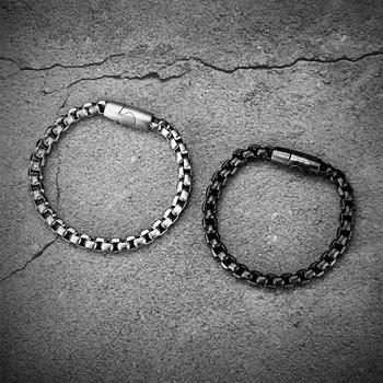 New‘s Vintage Oxidized Cool Double Curb Chain Bracelets for Men Stainless Steel Punk Antique Cubic Chain Male Pulseira Boy Gift