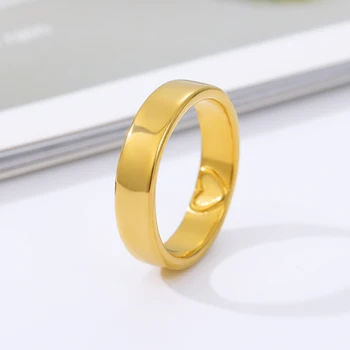 Jednoduchý Dizajn Srdce Prstene Pre Ženy Kovové Stainless Stell Geometrie Kruhové Prstene Zlato Prst Prsteň Módne Šperky Bijoux Femme